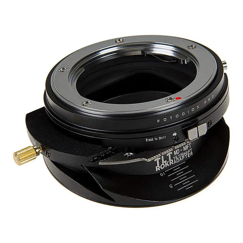 Tilt Shift Lens Mount Adapter For Minolta Rokkor SLR Lenses To Micro Four Thirds Mirrorless Bodies 20mm Total Shift 10 Degrees Tilt 360 Degree Rotation Dial In Vintage Glass For Modern Cameras Rugged Craftsmanship Pro Grade Gear 2 Year Warranty, black metal adapter