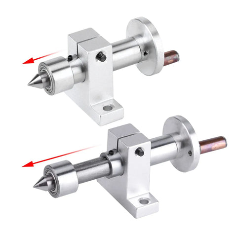 Mini Lathe Telescopic Revolving Center With Double Bearing High Hardness Adjustable Live Center, front and side view.