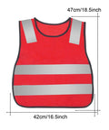 Hella Bright Mesh Safety Vest For Kids With Heavy Duty Reflective Strips And Easy Stretch Waistband 5 Pack Neon Red front view with measurements.