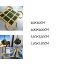 Heavy Duty Cargo Net Hoist With Thick Canvas Lifting Pad For Towing Rigging And Moving 150X150Cm displayed in various sizes with handles.