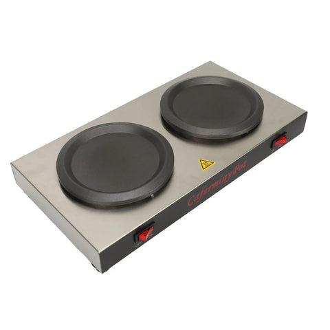 Heavy Duty Dual Plate Coffee Warmer Forged From Commercial Grade Stainless Steel with dual heating plates for busy cafes.