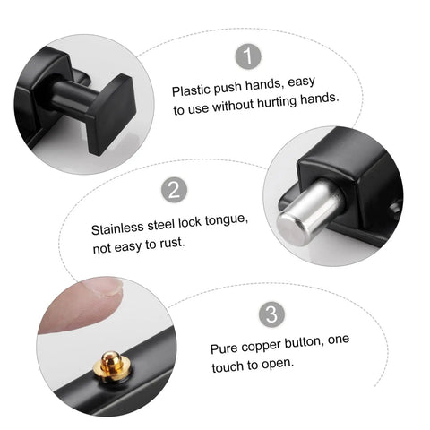 Tough As Nails Heavy Duty Barrel Bolts 2 Pack Slide Lock For Double Doors Gates And Barns Spring Loaded Flush Bolt With Quick Release Button For Slam Secure Home Security Setup