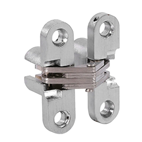 Hidden Zinc Alloy Cross Hinge Set For Seamless 180 Degree Door Swing Built To Last Cabinet Hinges, close-up view, stainless steel
