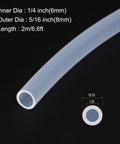 Clear Silicone Tubing 6.6 Ft Long 1/4 Inch ID By 5/16 Inch OD High Temp Flexible Hose showing inner and outer diameter