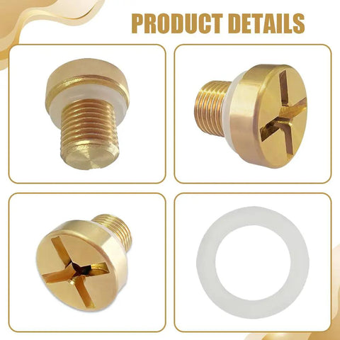 Straight Up Heavy Duty Brass Radiator Coolant Expansion Tank Bleeder Screw And Drain Plug Replacement For Bmw X3 X5 With Premium Sealing O Ring close-up showing detailed design and included O-ring.
