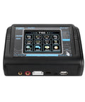 Touch Screen Dual RC Battery Charger And Discharger 150W 10A with display interface showing modes and ports for connectivity
