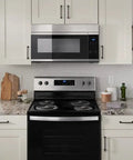 Modern kitchen with electric range and oven, highlighting the Genuine OEM Bake Element For Electric Ovens And Ranges Model W10779716 Replacement Heating Element, Bottom Bake Element For Even Baking, Plug And Play Install, Exact Fit, Durable OEM Part For Home Kitchen installed inside.