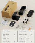 Anti-Theft Video Doorbell Mount No-Drill Install components including bracket, screws, and guide, shown unassembled.