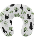U Shaped Neck Pillow For Travel And Office Use Lightweight Reusable Multi Functional Support Super Soft Polyester Fabric For Naps On Planes Trains And Cars Durable Comfort With A Funny Black Cat Design