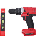 Rig Ready Dual Battery Cordless Drill Driver Kit With 25 Plus 1 Clutch Settings And 25 Newton Meter Torque For Heavy Duty Home Repairs and Weekend Warrior DIY Builds With US Plug next to a level tool.