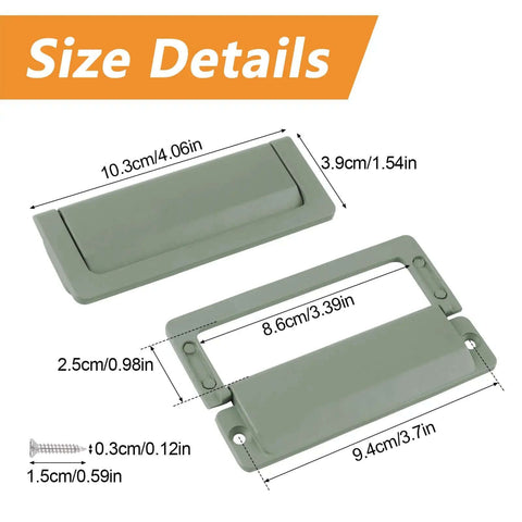 Size details of Aluminum Cabinet Pull Handles Set Of Two Flush Ring Hidden Drawer Pulls For Cabinets and Closets Green Finish