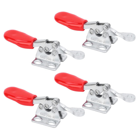 Red-handled compression clamps from Pro Grade Quick Clench Clamp Toolkit And Thickened Tool Bag For Electricians Portable On The Go Clamp Set