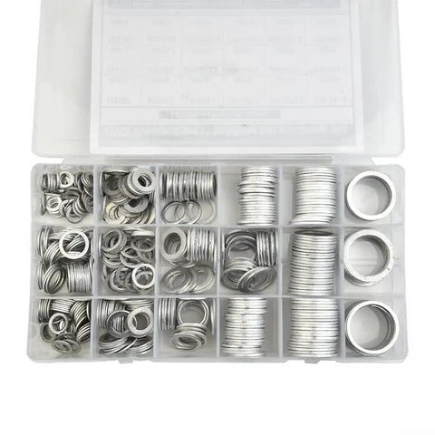 Ultimate 450Piece Aluminum Oil Drain Gasket Kit With 18 Sizes From 6mm To 24mm For Any Vehicle Maintenance Job And Superior Wear Resistant Seals You Can Trust, organizer case open