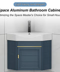 Modern Bathroom Vessel Sink Corner Mounted, 15" Bathroom Vanities Cabinet Sink Combo with space aluminum cabinet for small bathrooms.
