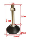 M20 thread heavy duty swivel adjustable leveling foot with D80 nylon base, 231mm height, for furniture support.