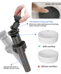 Diagram of the pop-up drain mechanism for Matte Black Waterfall Bathroom Faucet For 8 Inch Widespread Sink Three Hole Two Handle Vanity Faucet With Pop Up Drain No Splash Quiet Operation And Durable Finish For Modern Home Bathrooms