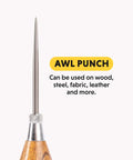 Close-up of steel blade on Handy Scratch Awl With Hardwood Handle For Scribing Layout Work And Piercing Wood Alloy Steel Blade