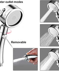 12 Inch Shower Head With Extension Arm And Handheld Spray 9 Setting Rain Shower System with 3 Way Diverter shown in three modes