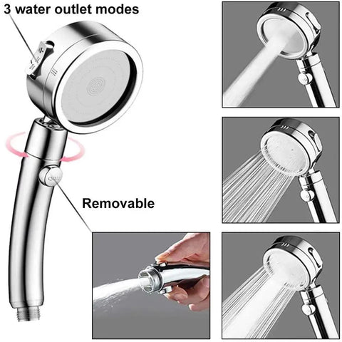 12 Inch Shower Head With Extension Arm And Handheld Spray 9 Setting Rain Shower System with 3 Way Diverter shown in three modes