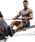 Top Tier Magnetic Rowing Machine For Home Gyms Packing An Ultra Smooth Glide For Killer Full Body Cardio Burners Featuring Smart App Sync And Room Friendly Shape Built For Apartment Teams Hunting Real Fitness Wins in use with a man rowing.