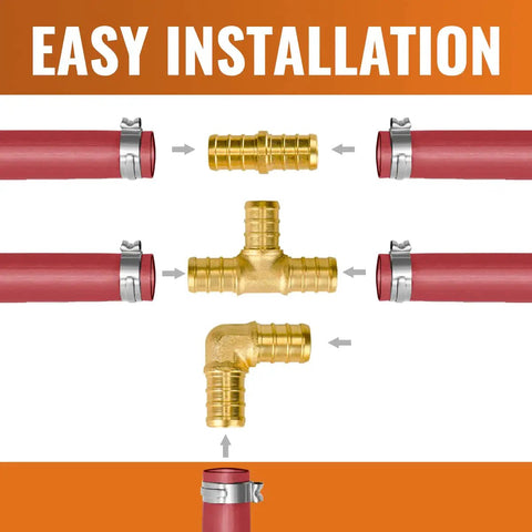 Half Inch PEX B Fittings Set 45 Piece Plumbing Kit With 15 Elbows 15 Tees And 15 Couplings Lead Free Brass Easy Install Diagram