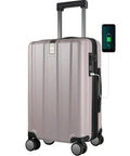 Expandable Hardside Carry-On Luggage With Spinner Wheels Built-In TSA Lock And USB Port 20-Inch Upright Roller Suitcase