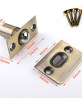 Stunning Golden Roller Latch With Adjustable Tension For Closet Cupboard Door hidden beads lock hardware, solid brass design with dimensions.