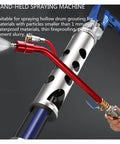 Hand-held spraying machine with red nozzle for small particle grouting, ideal for cement and waterproof materials.
