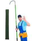 Pro Grade Fiberglass High Voltage Insulated Rescue Hook Telescopic Pole held by a lineman in blue attire, showcasing its robust design.