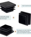 12 Pack 19mm Square Plastic Plugs End Caps For Square Tubing Black, shown in detailed views highlighting versatility and application.