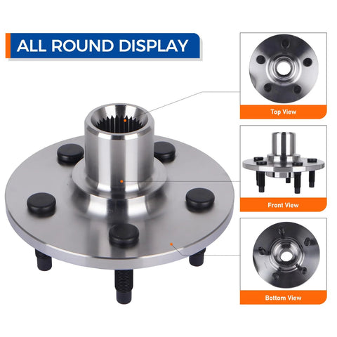 Pair 521000 Wheel Hub And Bearing Assembly For Ford Explorer 2002-2010, 5 Lug, Beefy OEM-Grade, Front and Top View