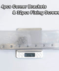 Stainless Steel Corner Brackets 9.7 Inch 8 Hole Straight Fixing Brace Plates Pack of 4 with Mending Screws on a scale