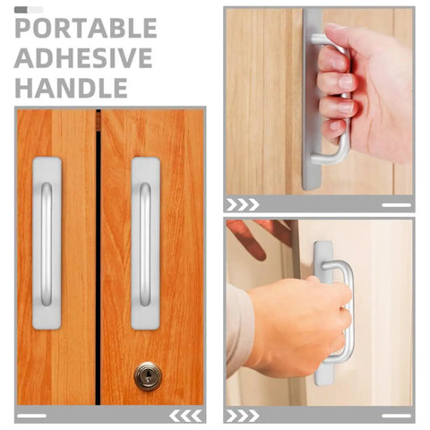 Four Pack Aluminum Door Pull Handles For Sliding Doors And Cabinets With Wear Resistant Adhesive Mount No Drilling Installation