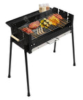 Portable Charcoal Grill With Three Gear Height Adjustment For Three To Eight People, cooking skewers, heavy-duty 201 stainless steel BBQ