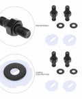 Heavy Duty Black Stainless Toilet Seat Hinge Bolts And Nuts Kit For Standard Toilets No Wobble Fix Hardware Easy Install Replacement Set For A Tight Secure Bathroom Seat black stainless bolts and washers
