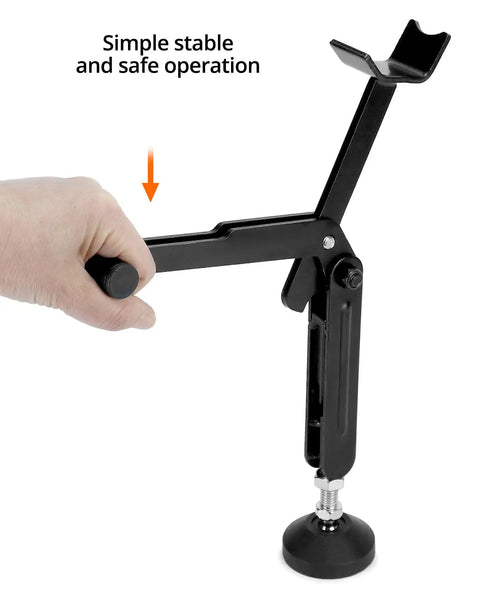 Heavy Duty Motorcycle Wheel Lift Stand For Front Or Rear Use, Track Day Ready, foldable, with retractable rod, black