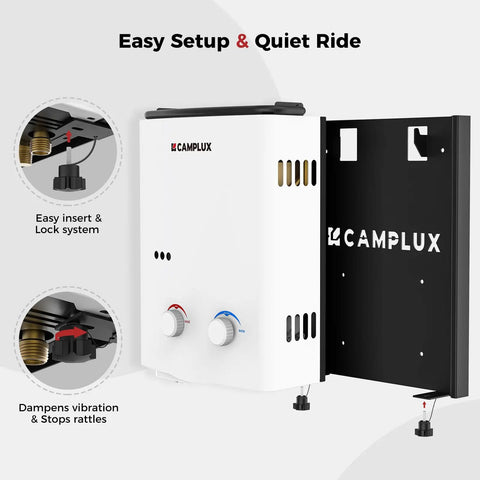Quick Release Mounting Bracket For AY132 Portable Water Heater with anti-vibration pads displayed in steel setup