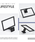 Matte Black Square Towel Holder Stainless Steel Wall Mount Rack For Bathroom Minimalist Modern Design 7.09 Inches