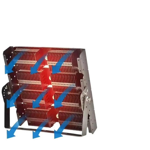 Heavy Duty Waterproof Outdoor Flood Light And Tunnel Spotlight Featuring A Bright 6000K Cool White Glow Built Like A Tank, side view of robust design.