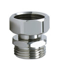 Solid Brass Garden Hose Swivel Adapter Three Quarters Inch GHT Female To Male Connector For No Leak Easy Attach And Rotating Hose Setup No Sweat Keeps Water Flow Smooth In The Yard. silver brass hose adapter with female and male threaded ends