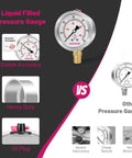 Comparison of Glycerin Filled Pressure Gauge 0 to 60 Psi, Rugged Two And A Half Inch Dial with other gauges.