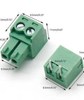 10 Pack 3.81mm Pitch 2 Pin PCB Screw Terminal Block Connector Plug KF2EDGK Green 300V 8A Wiring Range 28 To 16 AWG Durable