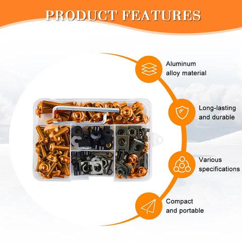 Motorcycle Fairing Bolt Kit Ride Ready Dope 177 Pieces Aluminum Alloy M5 M6 Screws Nuts Washers Fasteners Clips Set Universal