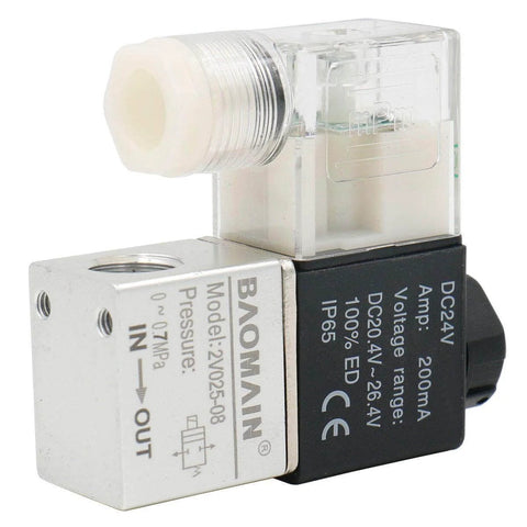Compact Direct Action Pneumatic Solenoid Valve 2 Way 2 Position 24V DC 3mm Orifice PT Quarter Inch Thread 0 To 10 Kgf Per Cm2