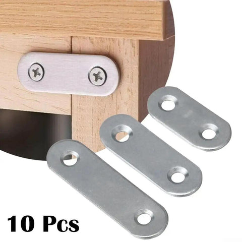 Stainless Steel Corner Brackets Set 10 Pcs Flat Mending Plates for Wood Furniture Stability Heavy Duty