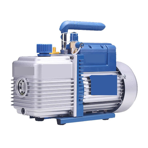 Heavy Duty Dual Stage Vacuum Pump Refrigeration AC Repair Kit With Precision Pressure Gauge Aluminum Housing 550 Watt Motor side view
