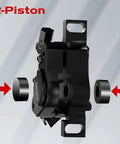 DYISLAND XT-7 hydraulic disc brake caliper, black, side view with mounting tabs and spacer bushings