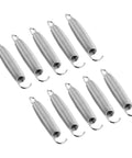 Super Tough 50Kg Load Extension Springs 10 Pack Heavy Duty Steel Made For Garage Doors And Trailer Ramps That Never Snap Plus Great Elasticity! metal springs arranged in a row with hooks