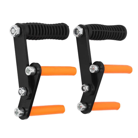 Heavy Duty Plywood Carrier Tool And Panel Lifter Handle For Drywall And Glass With Secure Anti Slip Grip No Sweat Load Puller For Every Build Site Crew, black and orange handles.