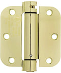 Heavy Duty Self Closing Door Hinge With Rock Solid Steel Frame And Premium Polished Brass Finish Including Complete Mounting Kit, close-up view.